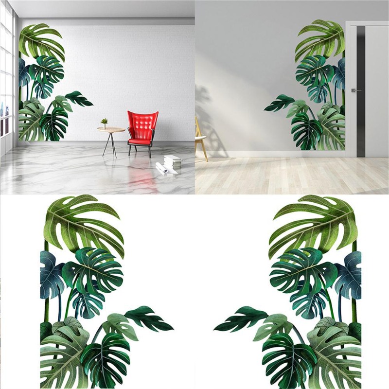 Pvc Panel Background - Grandi adesivi murali nordici con foglie