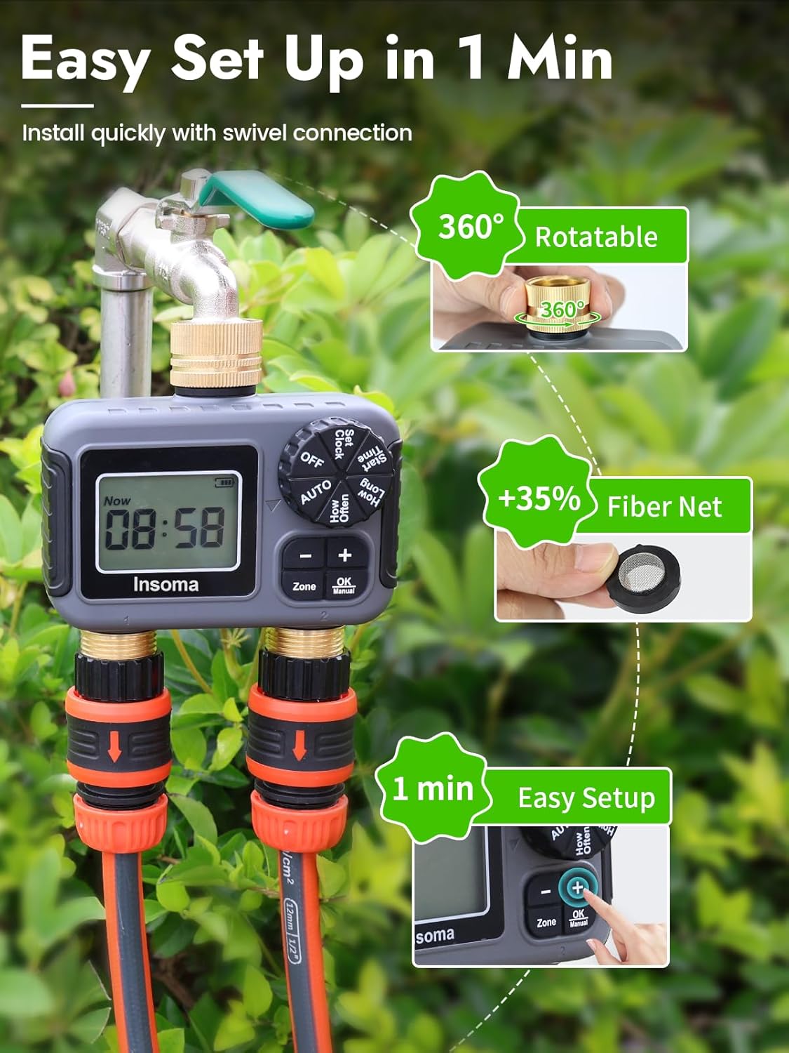 Insoma Sistema di irrigazione  - Timer Dual Outlet recensione e prezzo